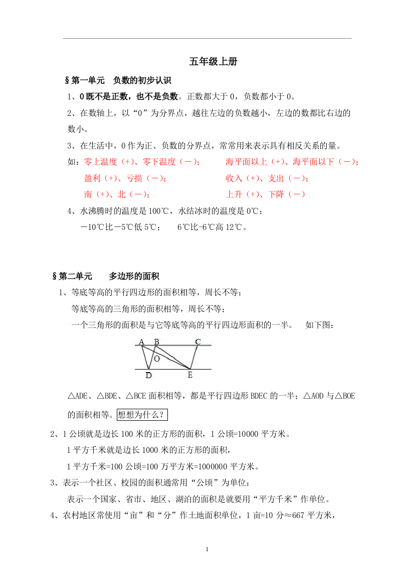 (完整word版)苏教版五年级上册数学知识点概括