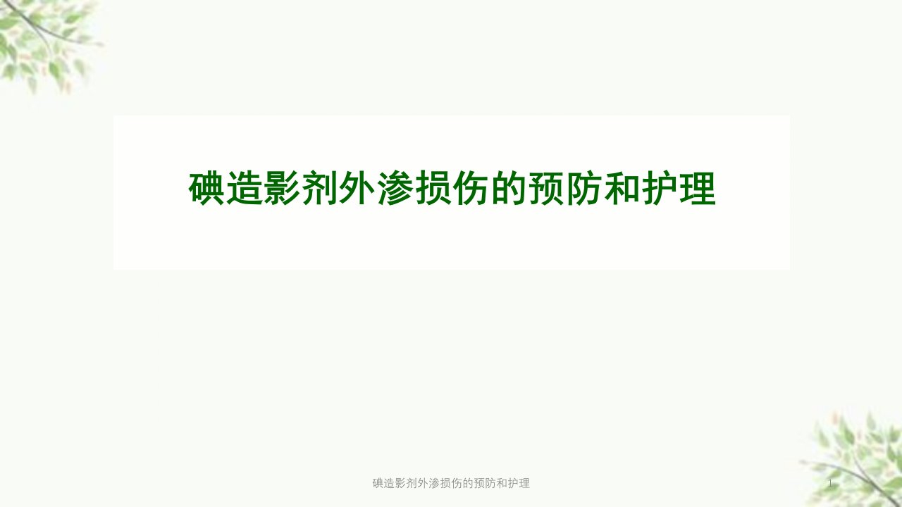 碘造影剂外渗损伤的预防和护理ppt课件