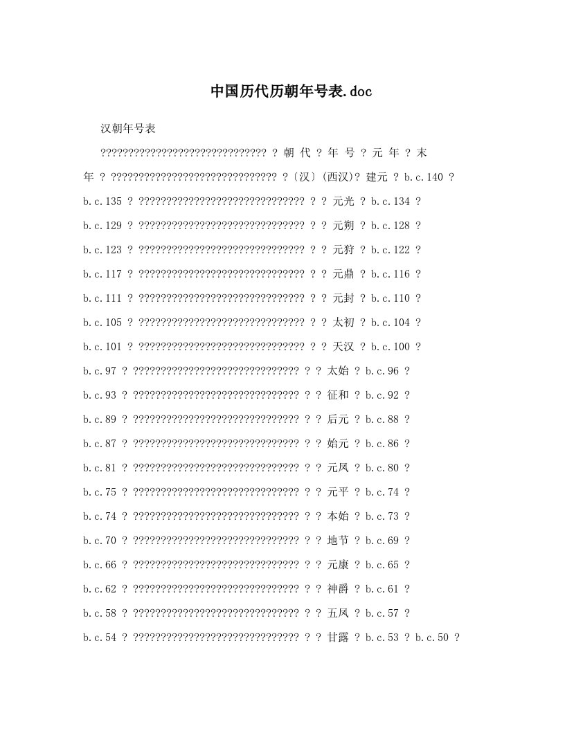 中国历代历朝年号表&#46;doc