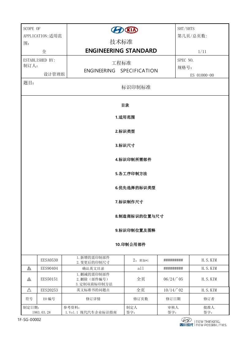 北京现代商标印制标准翻译(中文版)