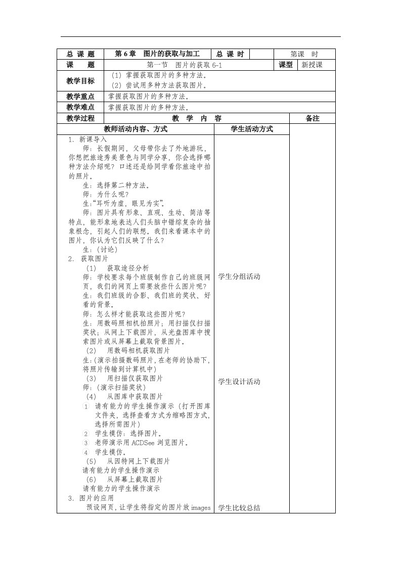 苏科版初中信息技术上册《图片的获取》