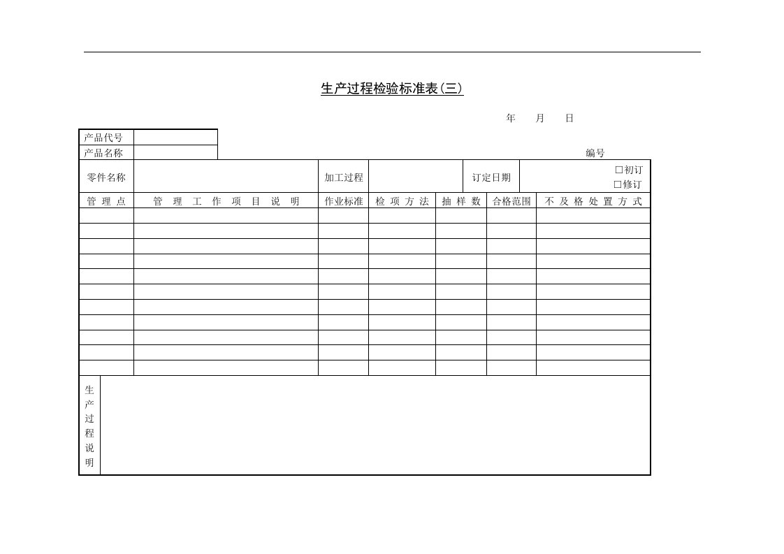 【管理精品】七、生产过程检验标准表(三)