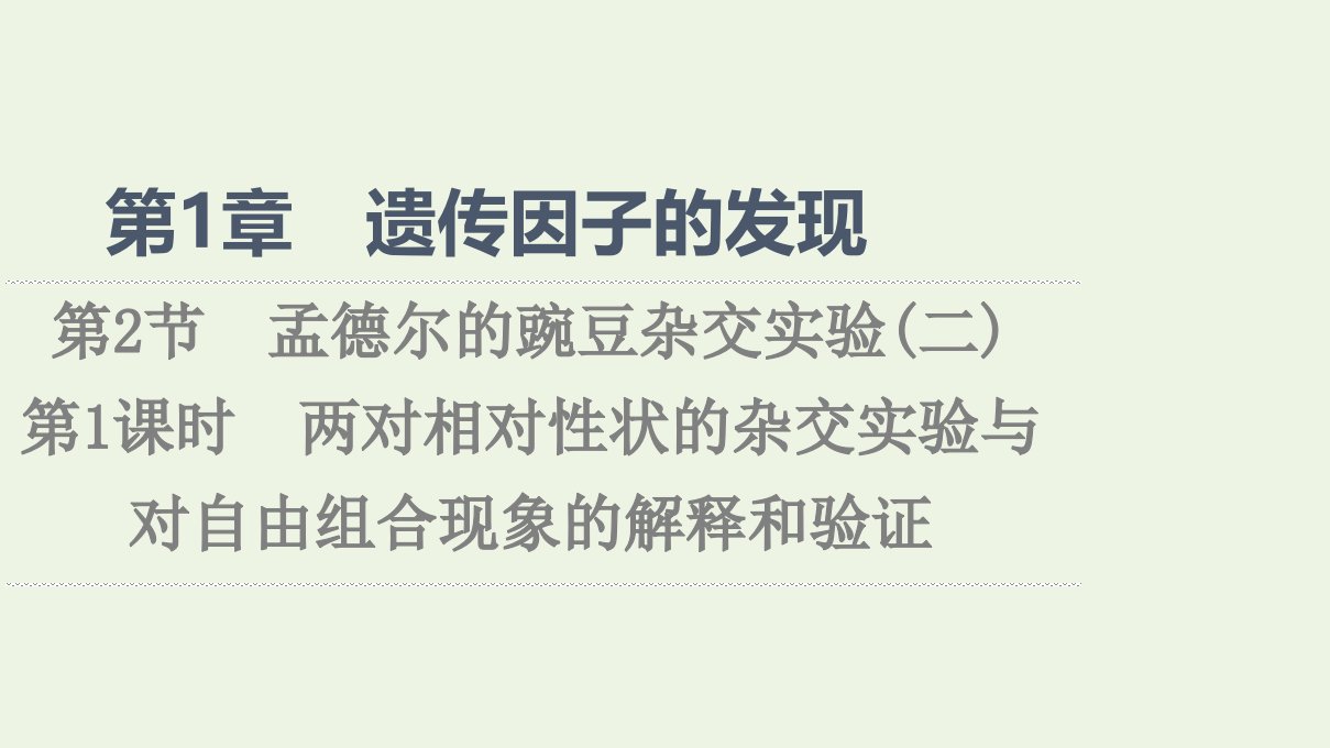 2021_2022年新教材高中生物第1章遗传因子的发现第2节第1课时两对相对性状的杂交实验与对自由组合现象的解释和验证课件新人教版必修2