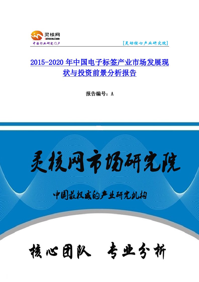 中国电子标签行业市场分析与发展趋势研究报告灵核网