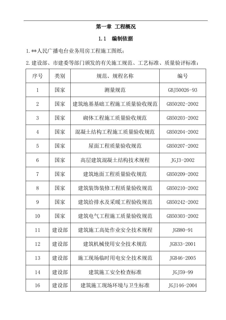 某电台业务用房施工组织设计范本