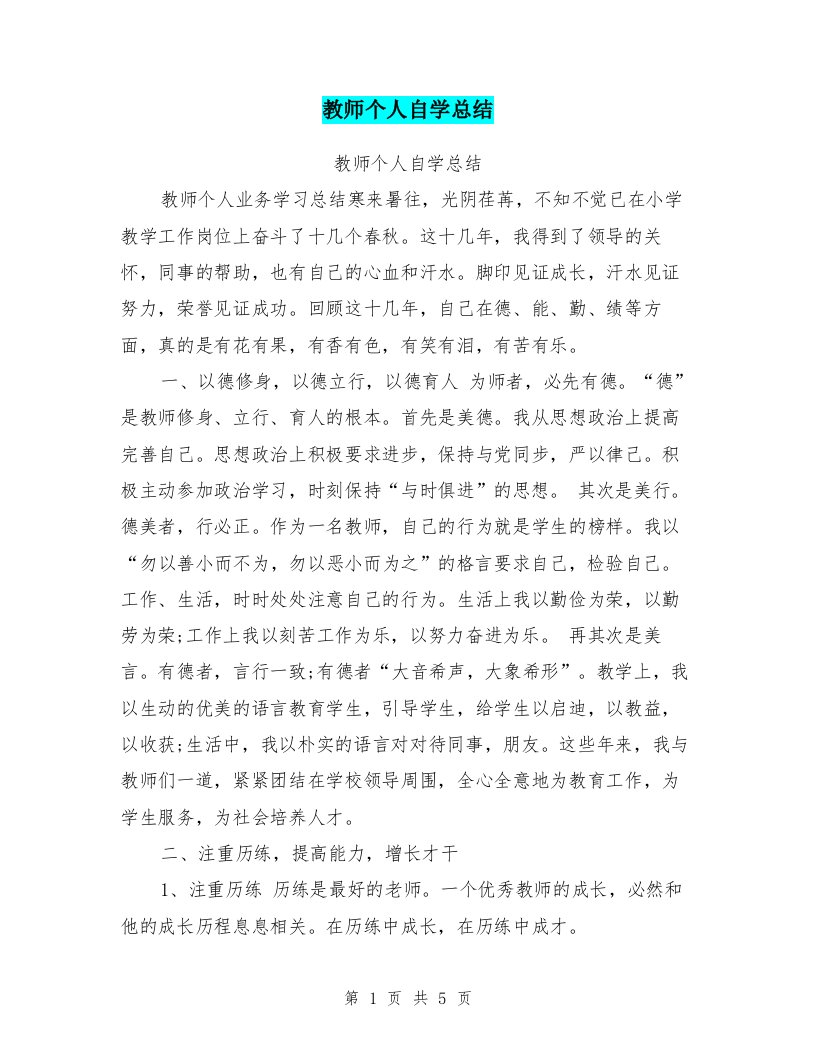 教师个人自学总结