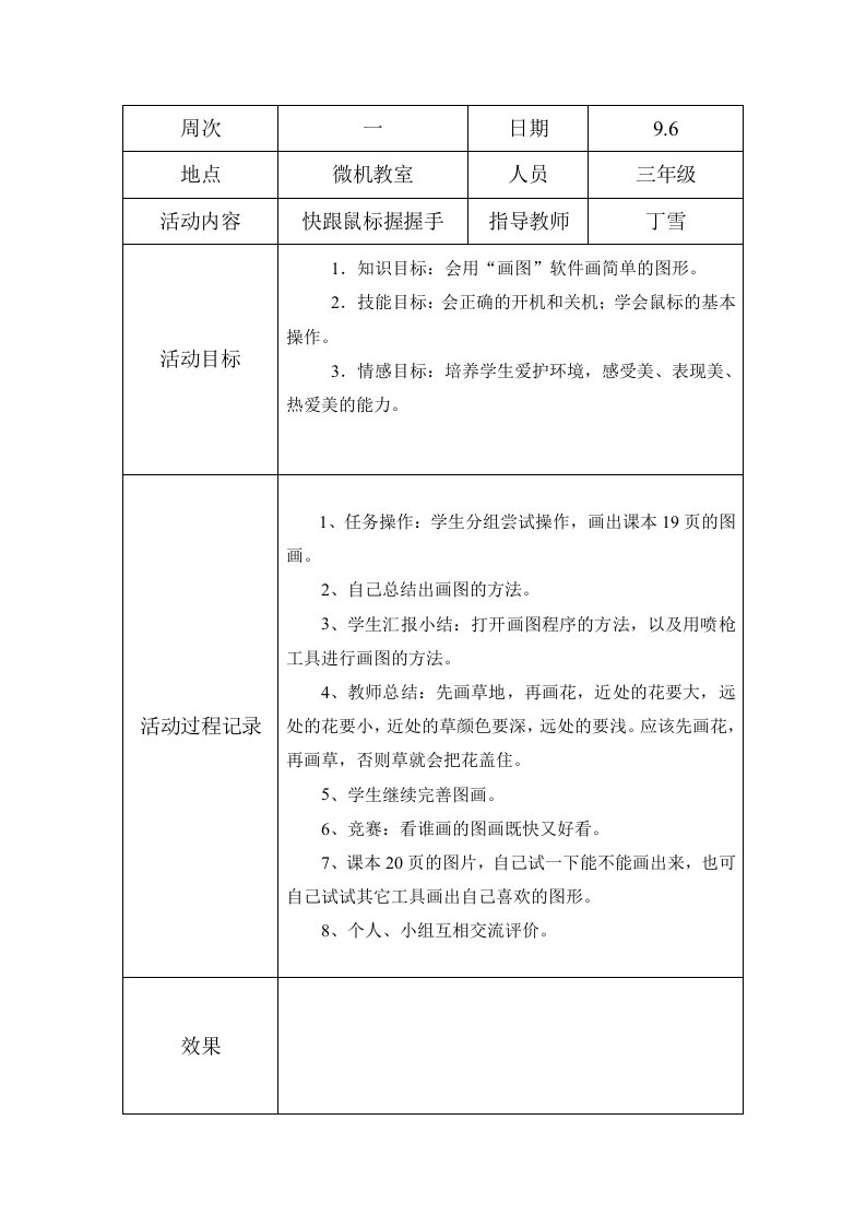 小学信息技术活动记录