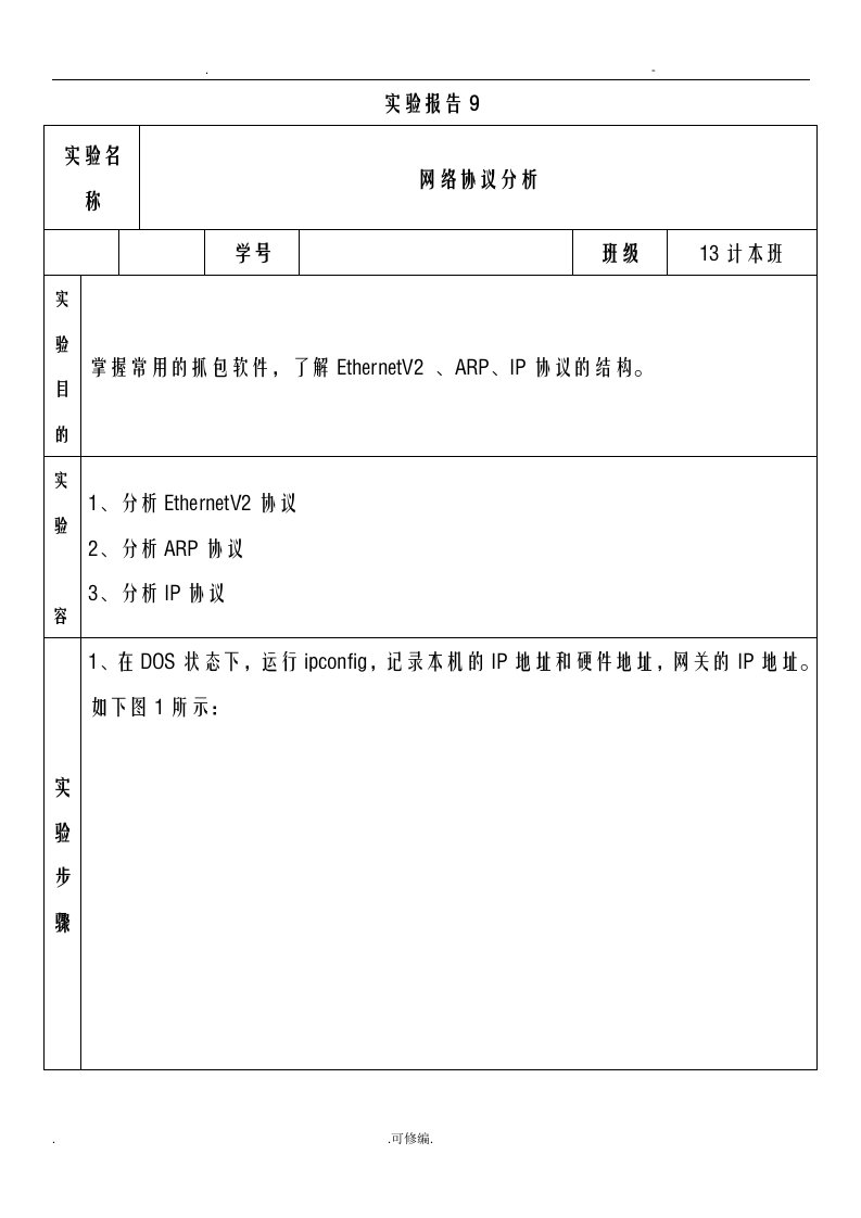 网络协议分析实验报告