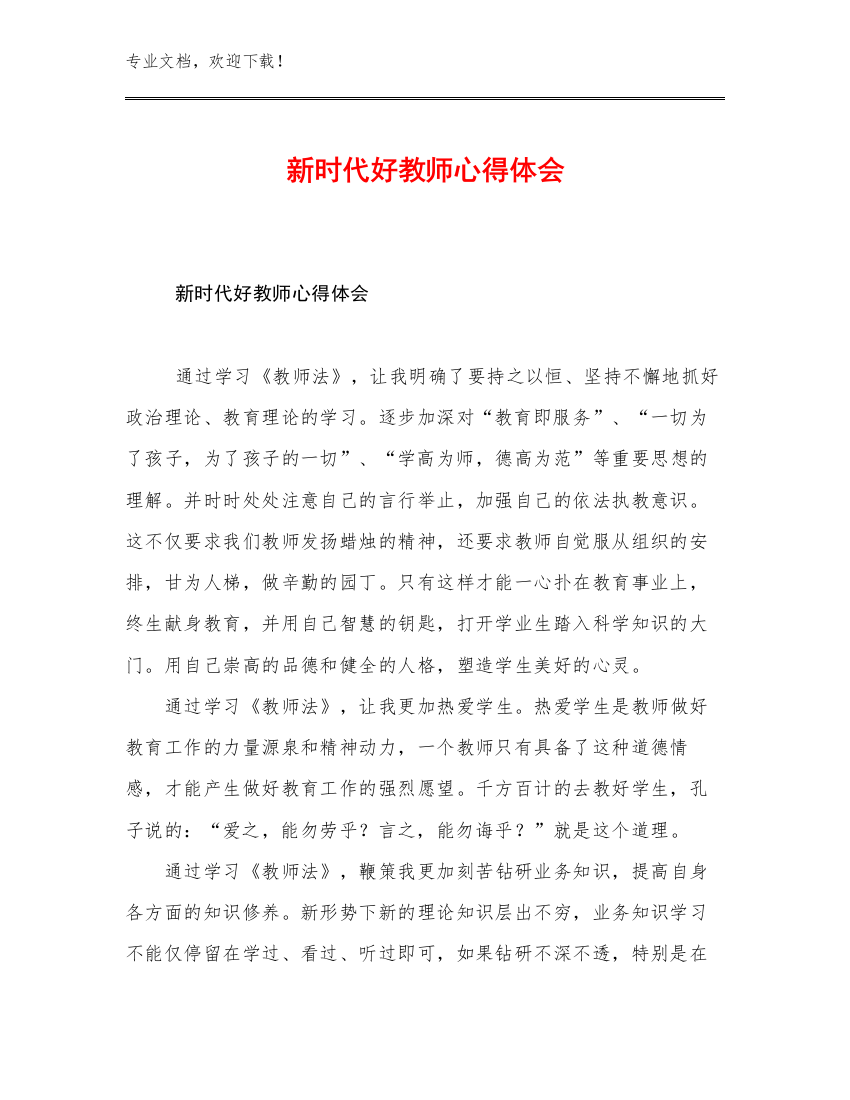 新时代好教师心得体会优选例文17篇文档汇编