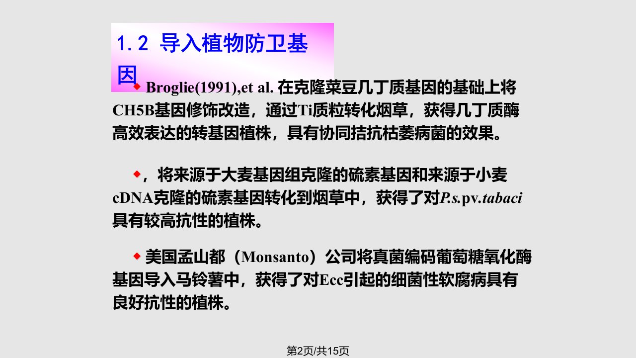 植物抗病基因工程的基本原理与方法