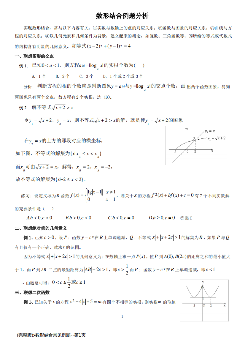 (完整版)x数形结合常见例题