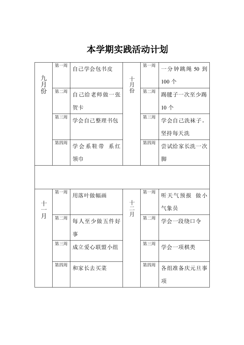 本学期实践作业与计划