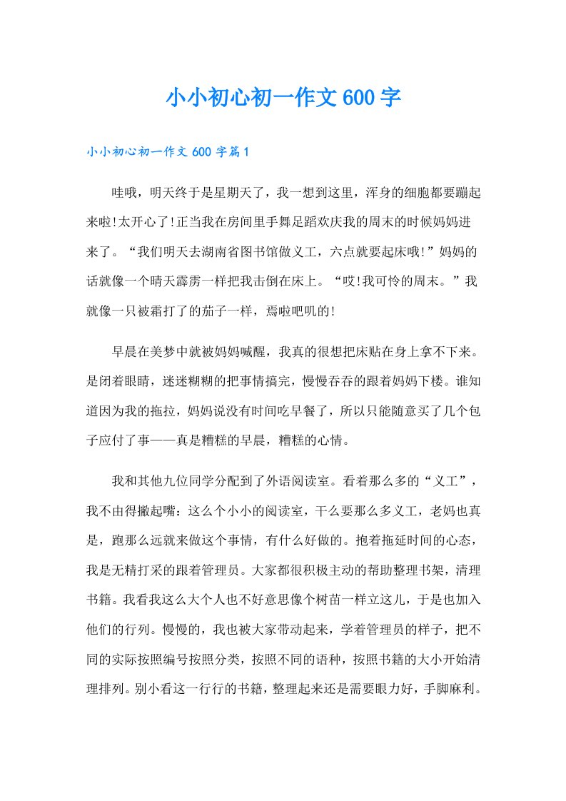 小小初心初一作文600字