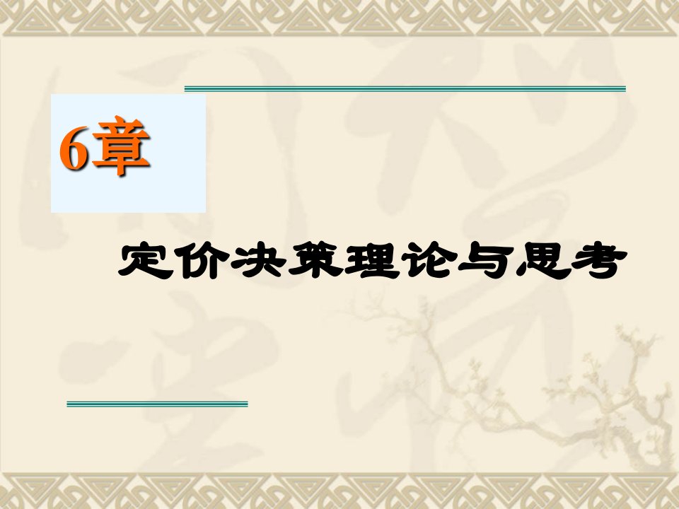 第六章定价决策理论与思考