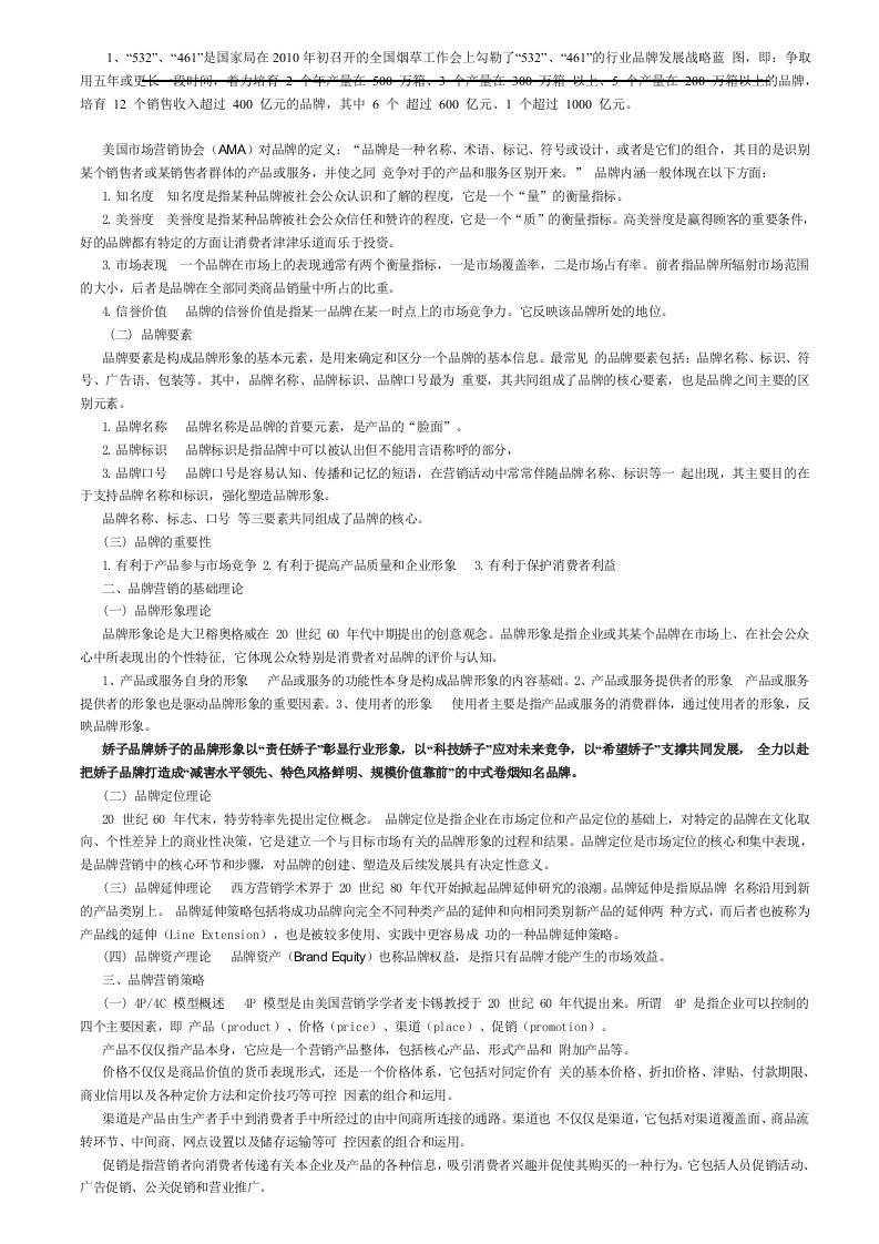 品牌营销-高级营销员鉴定复习资料