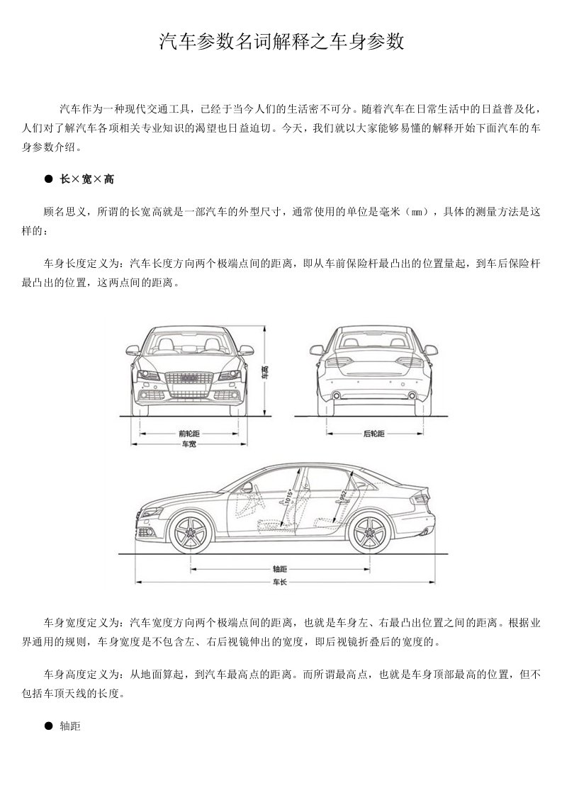 汽车参数名词解释之车身参数