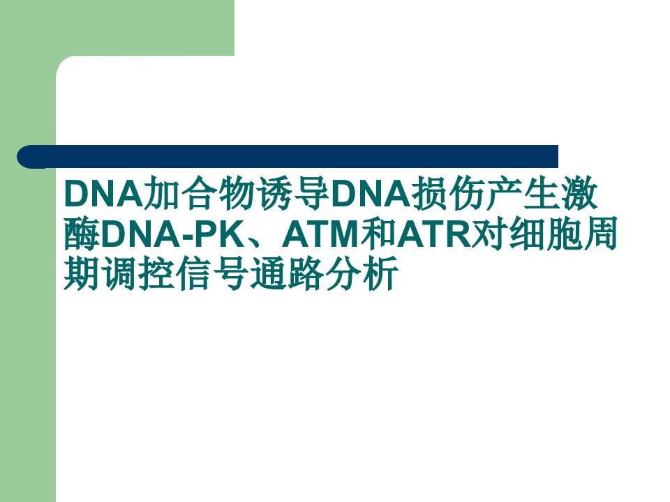 DNA加合物诱导DNA损伤产生激酶DNA-PKATM和ATR对细胞周期调控信号通路分析