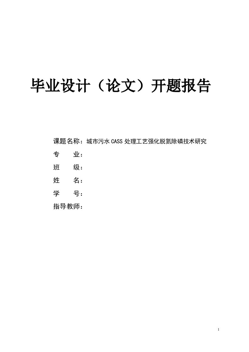 城市污水CASS处理工艺强化脱氮除磷技术研究