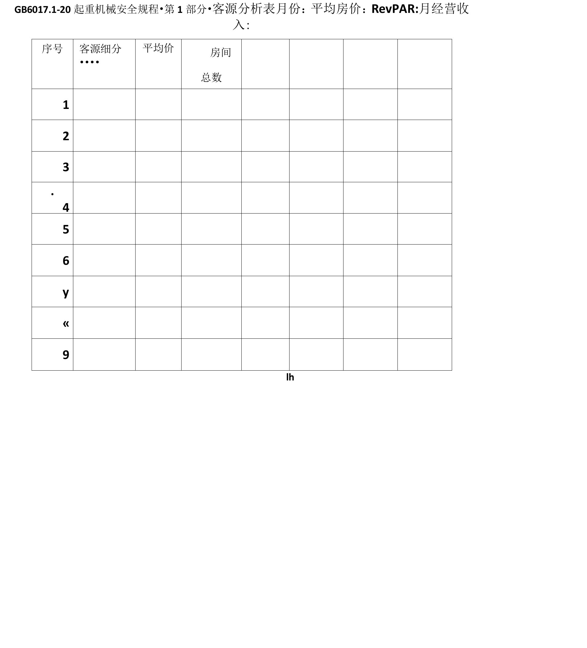 酒店客源分析表格