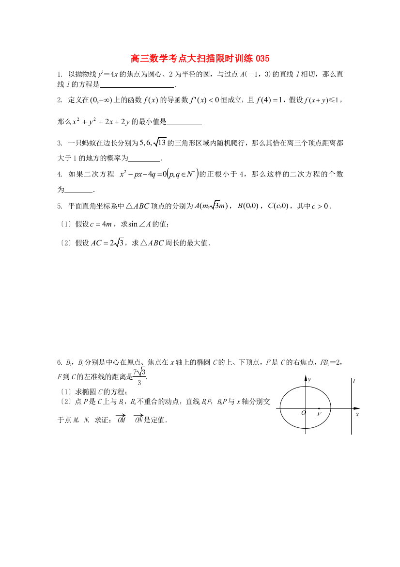 （整理版）高三数学考点大扫描限时训练035