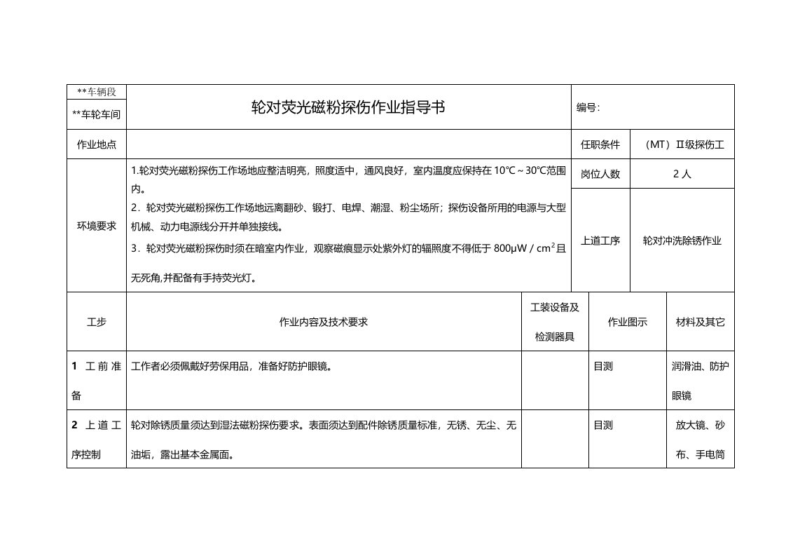 荧光磁粉探伤作业指导书