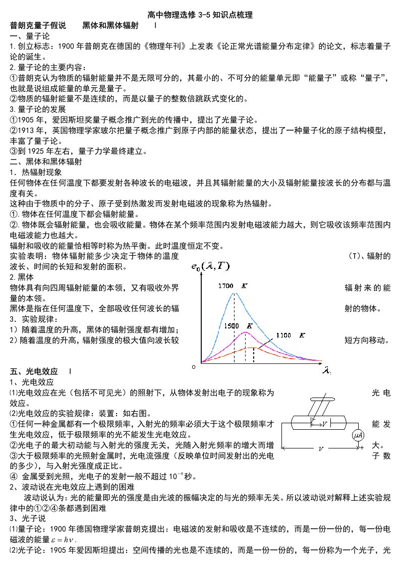 最全高考第一题物理选修