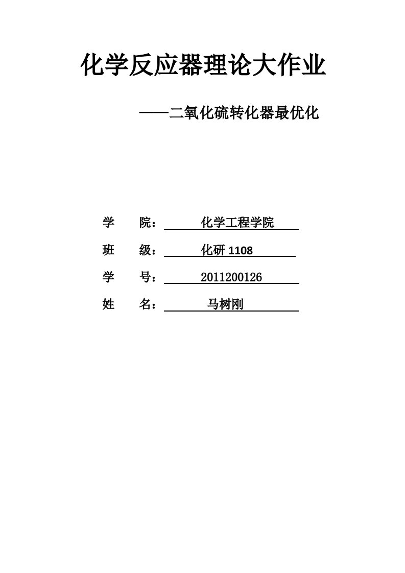 反应器大作业SO2优化DOC