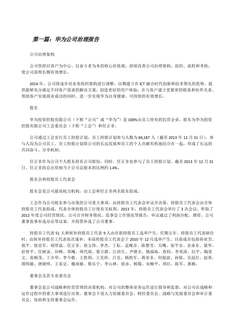 华为公司治理报告[修改版]