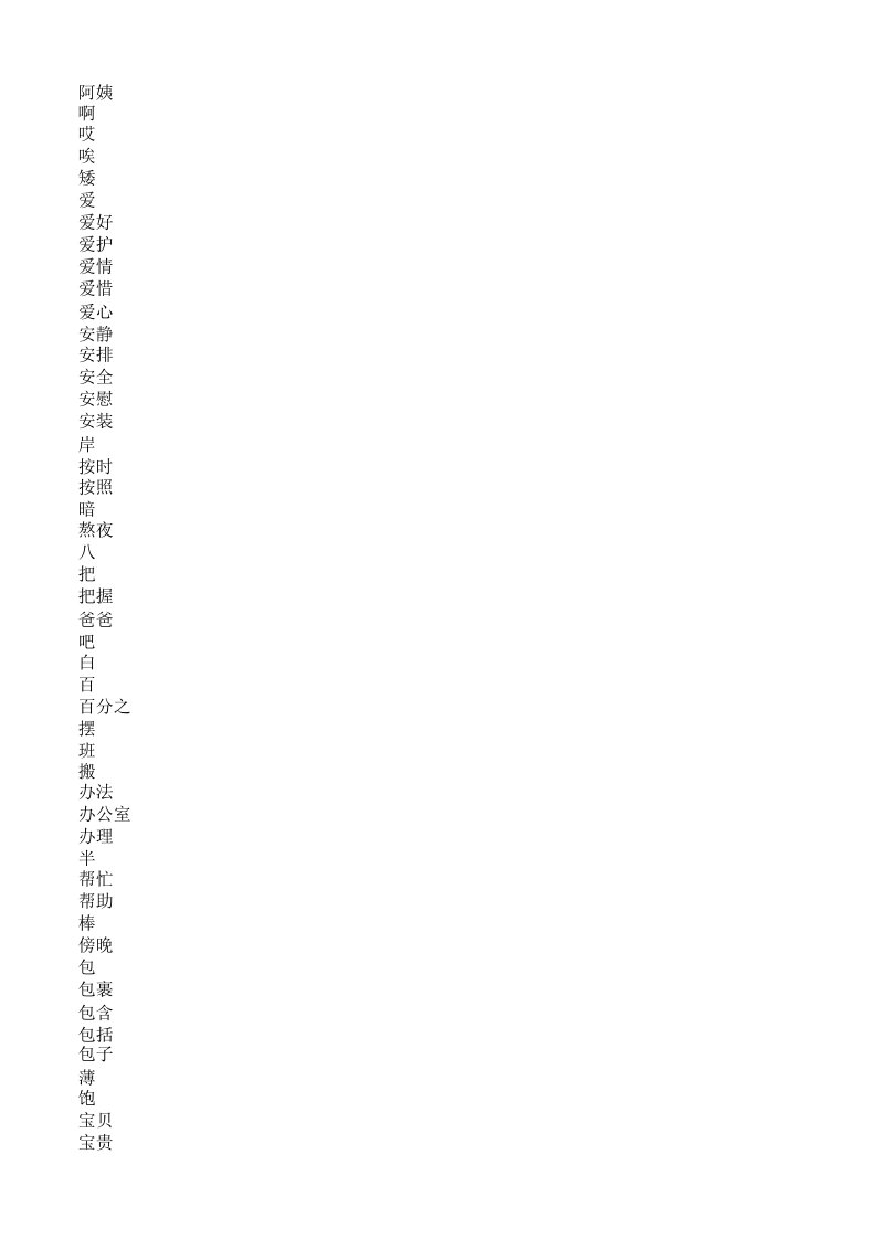 新HSK五级考试大纲词汇(2500词)