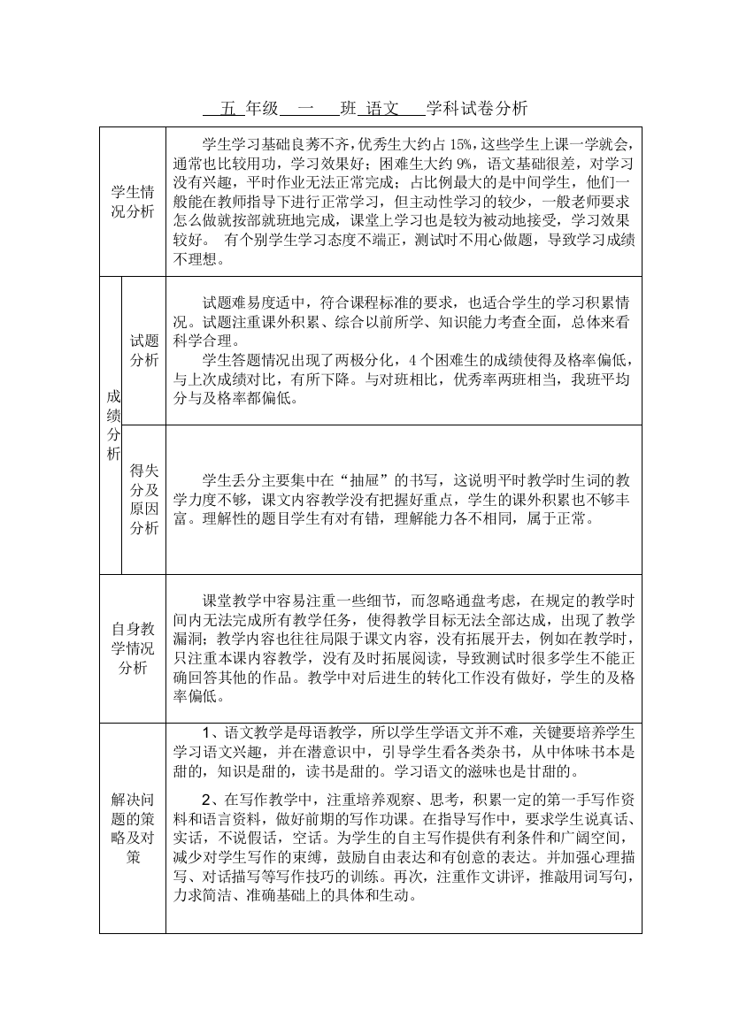 语文第4单元分析