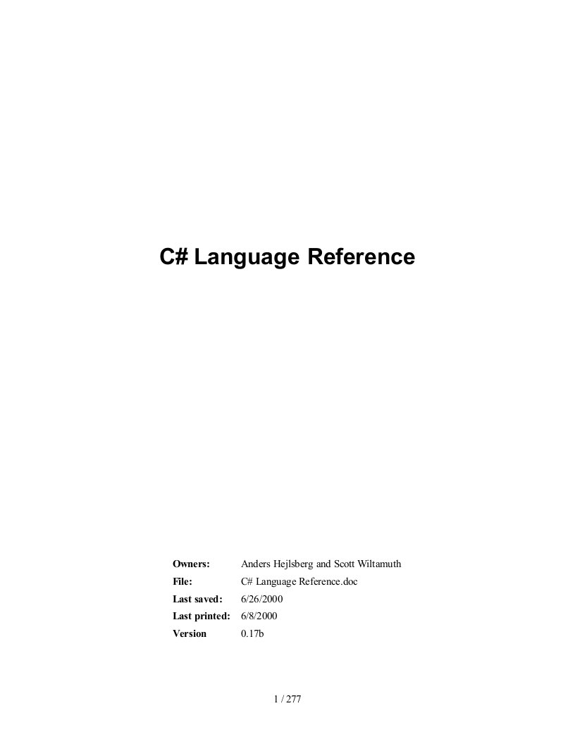 c#语言参考手册-英文新版