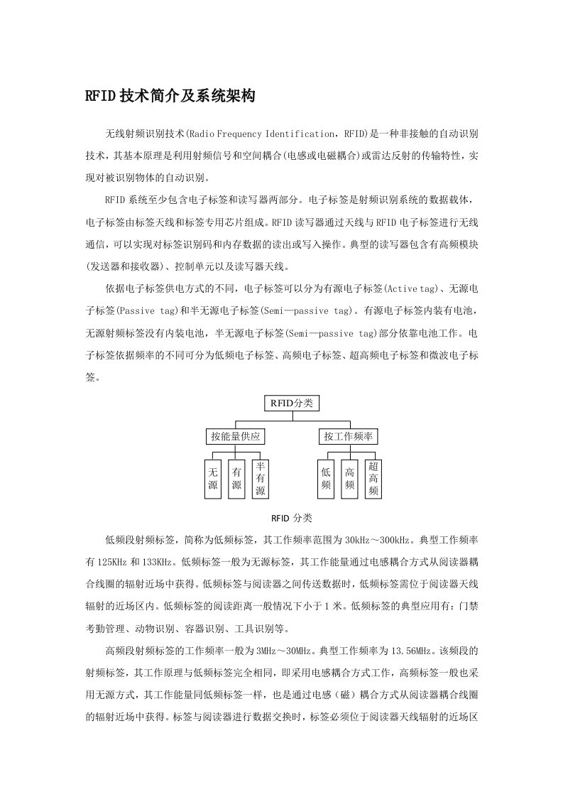 RFID技术简介及系统架构