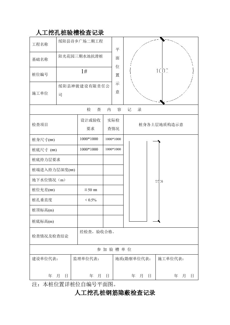 人工挖孔桩记录表格(全套)