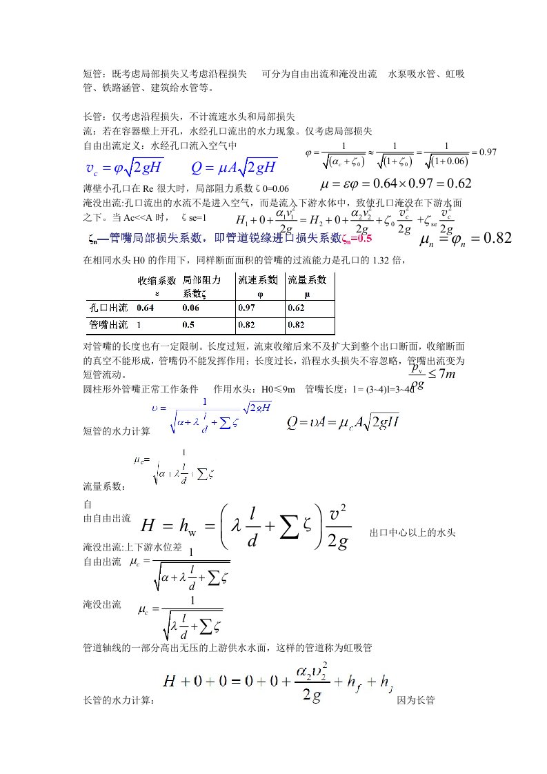 水力学公式