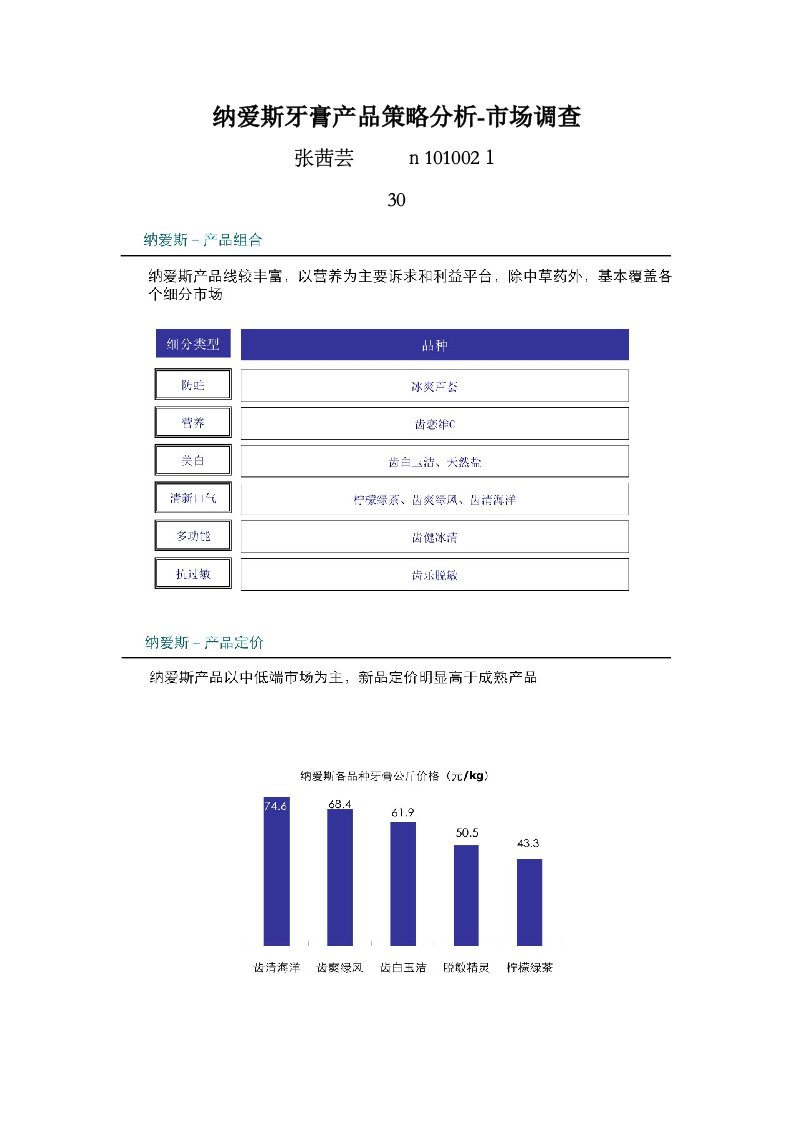 纳爱斯牙膏产品策略分析