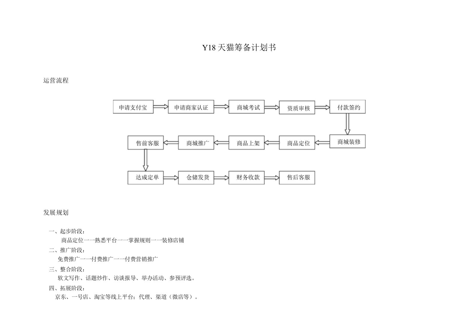 天猫筹备运营计划书