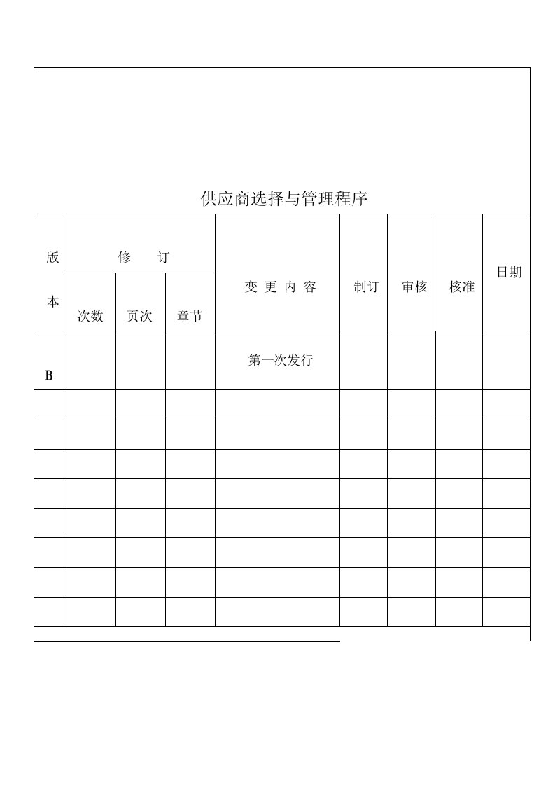 供应商选择与管理体系程序（表格模板、DOC格式）