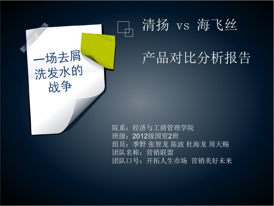 清扬vs海飞丝产品对比分析报告幻灯片