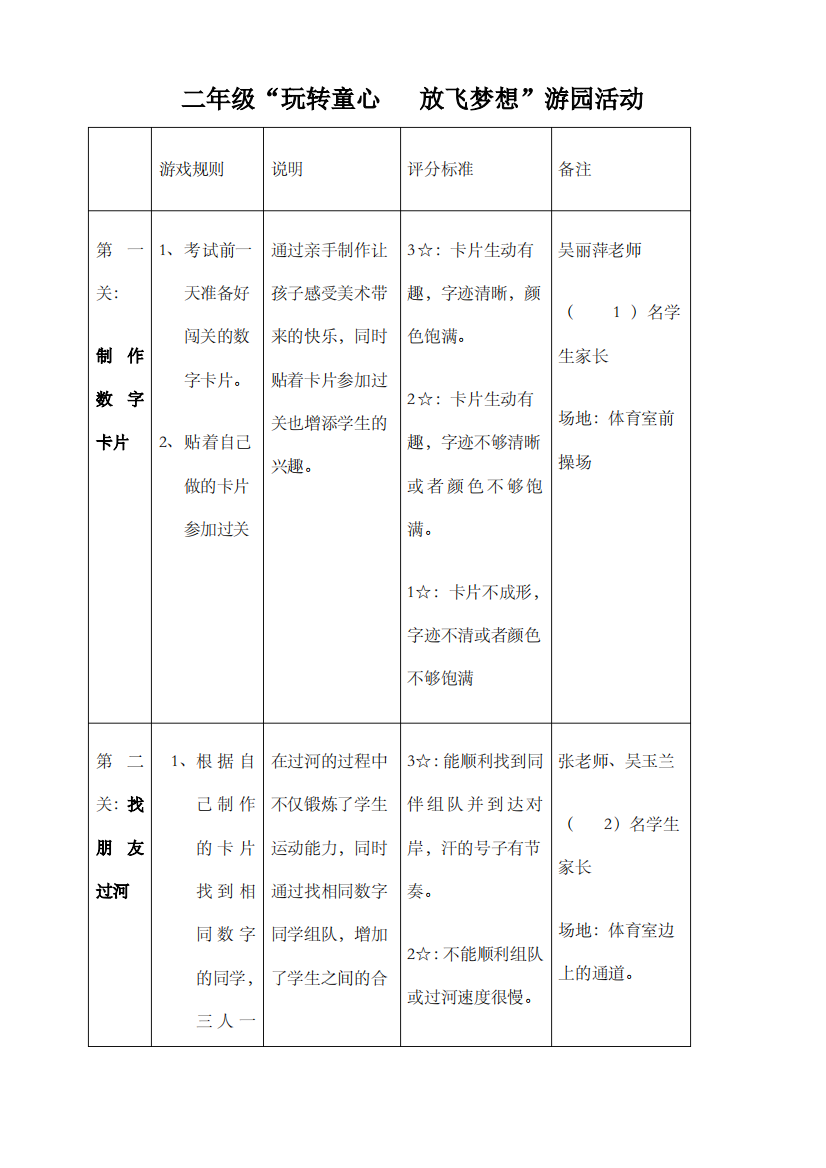 二年级游考方案