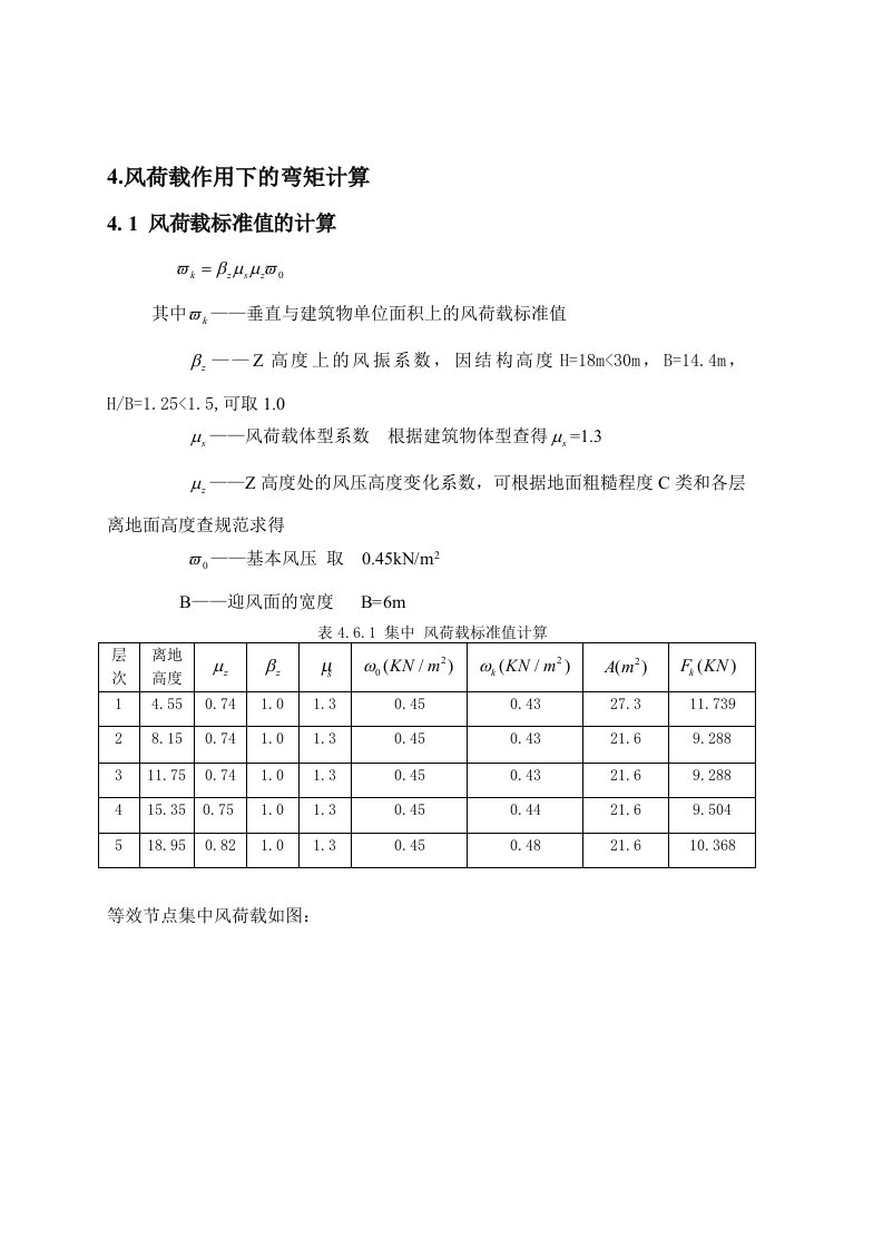 框架结构风荷载作用下弯矩计算