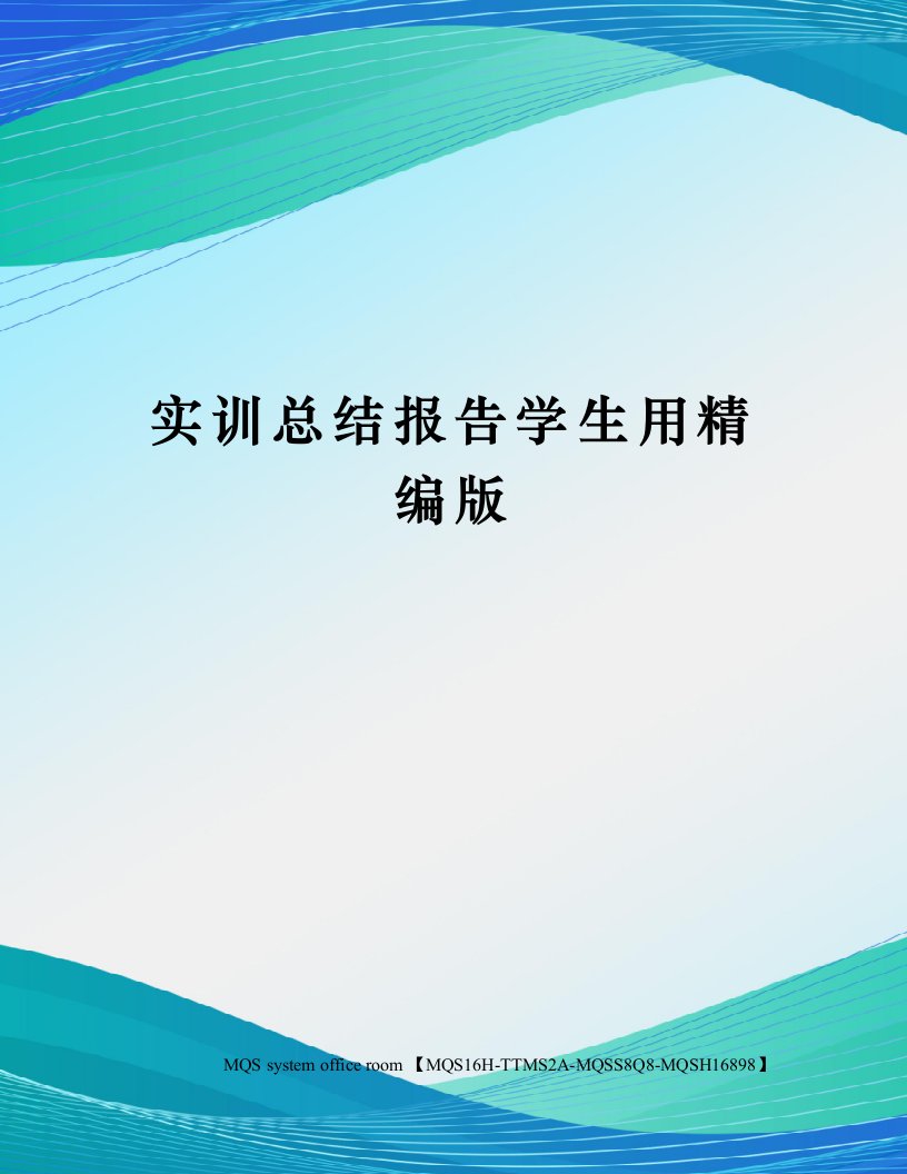 实训总结报告学生用精编版