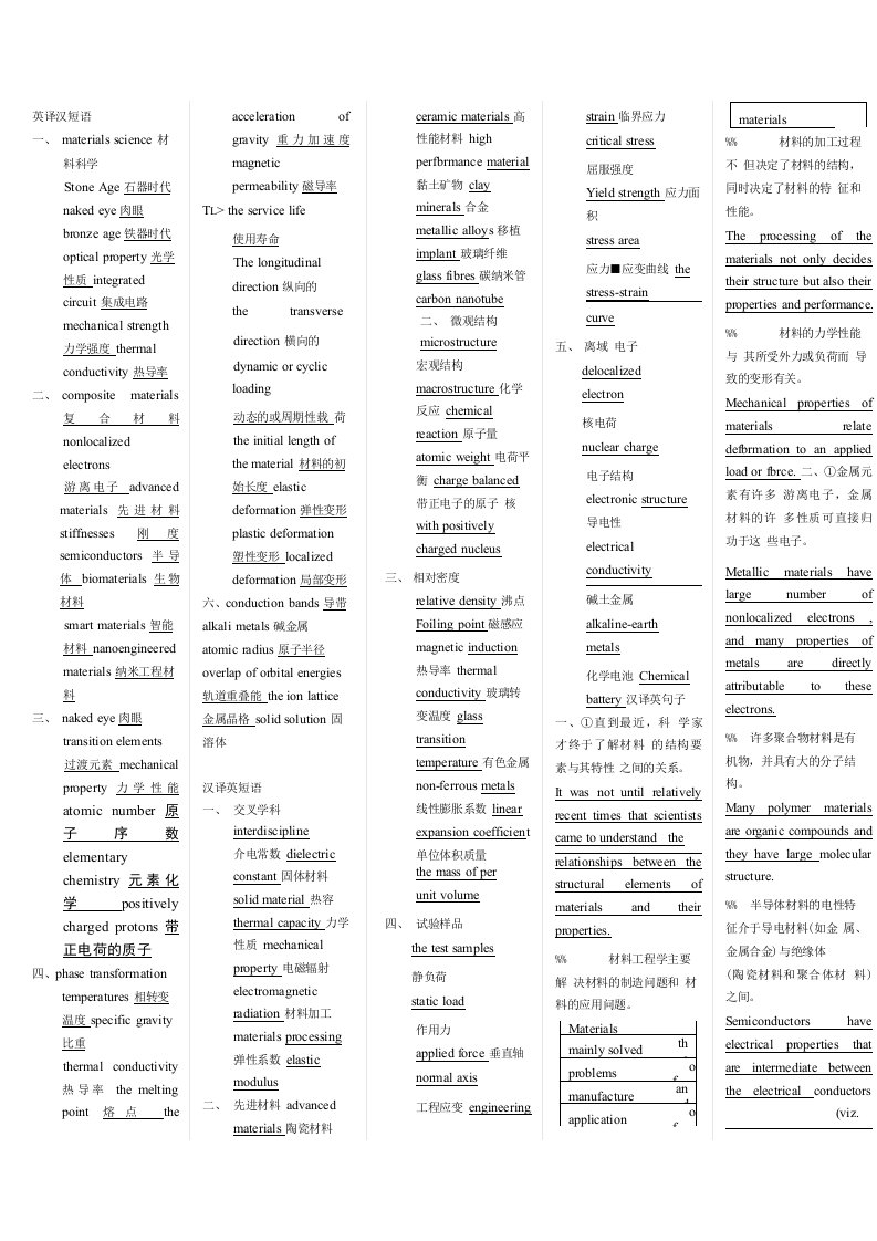 材料科学与专业英语