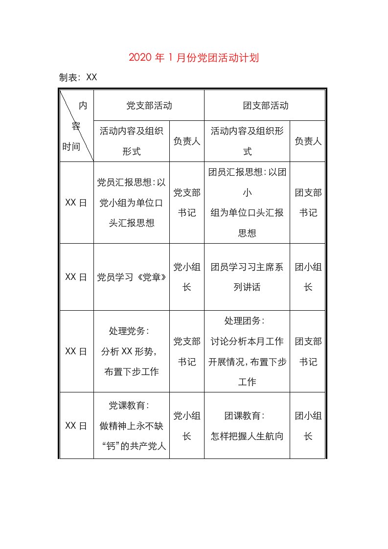 精选党团活动计划