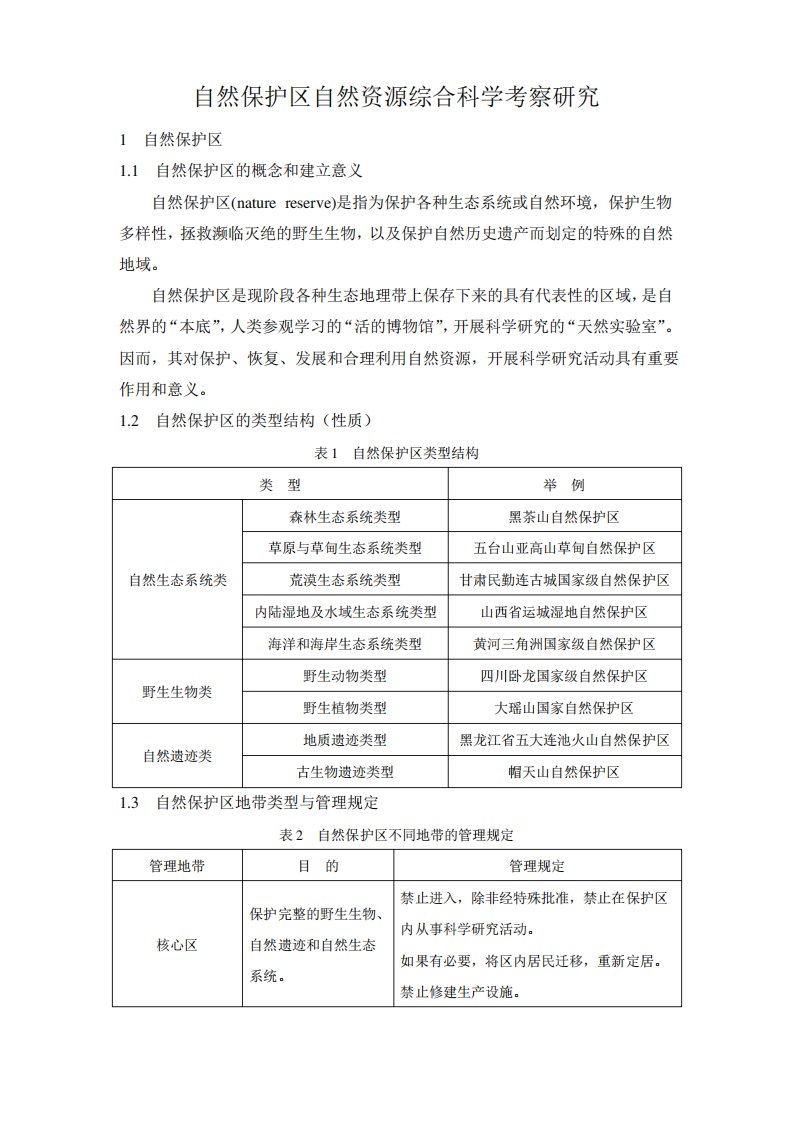 自然保护区科学考察