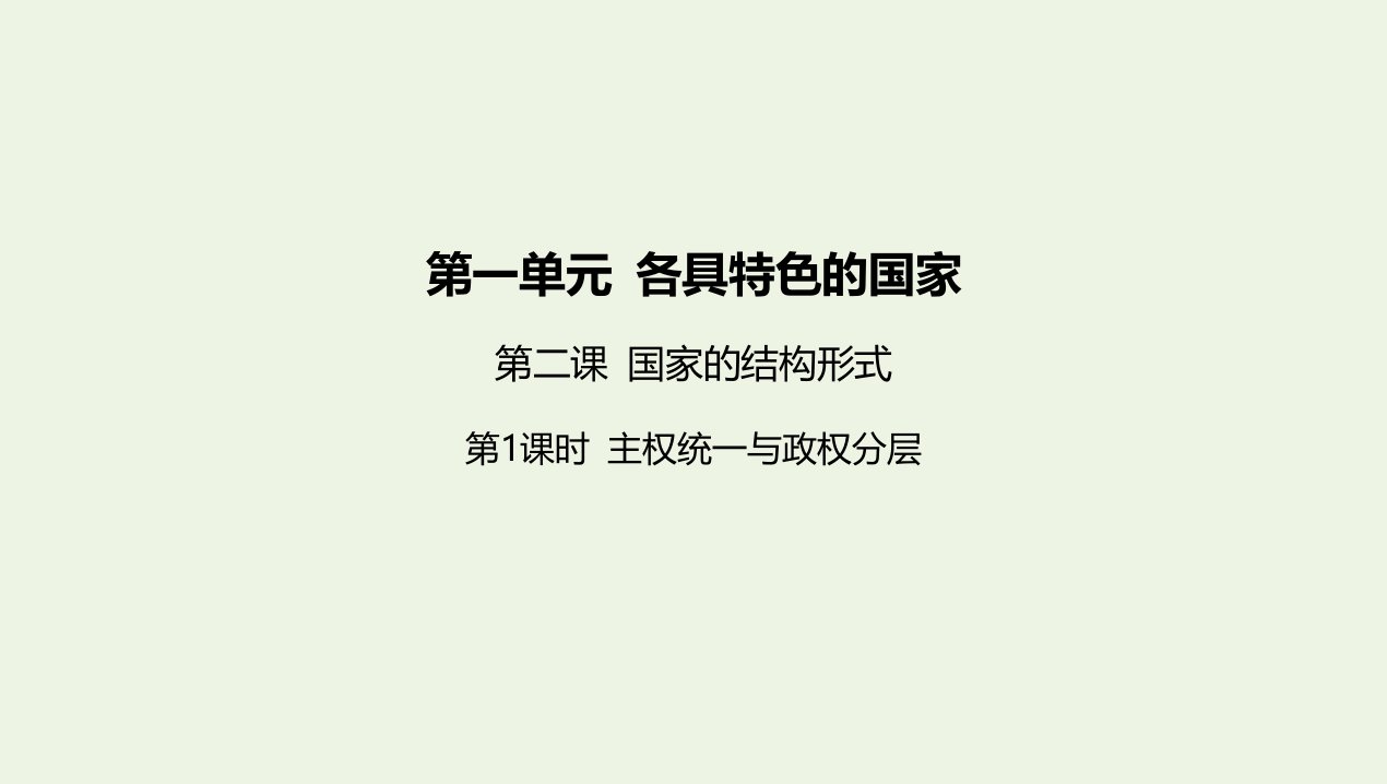 2022版新教材高中政治第一单元各具特色的国家第二课第1课时主权统一与政权分层课件新人教版选择性必修第一册