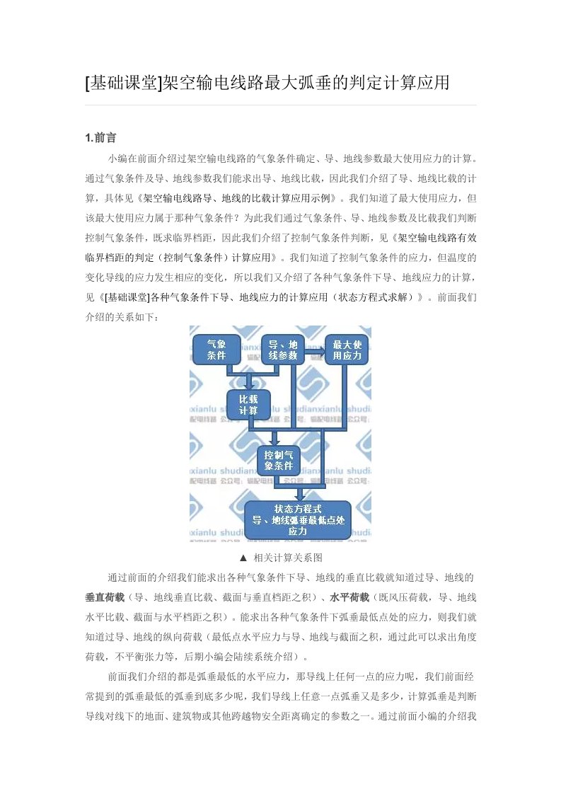 架空输电线路最大弧垂的判定计算应用