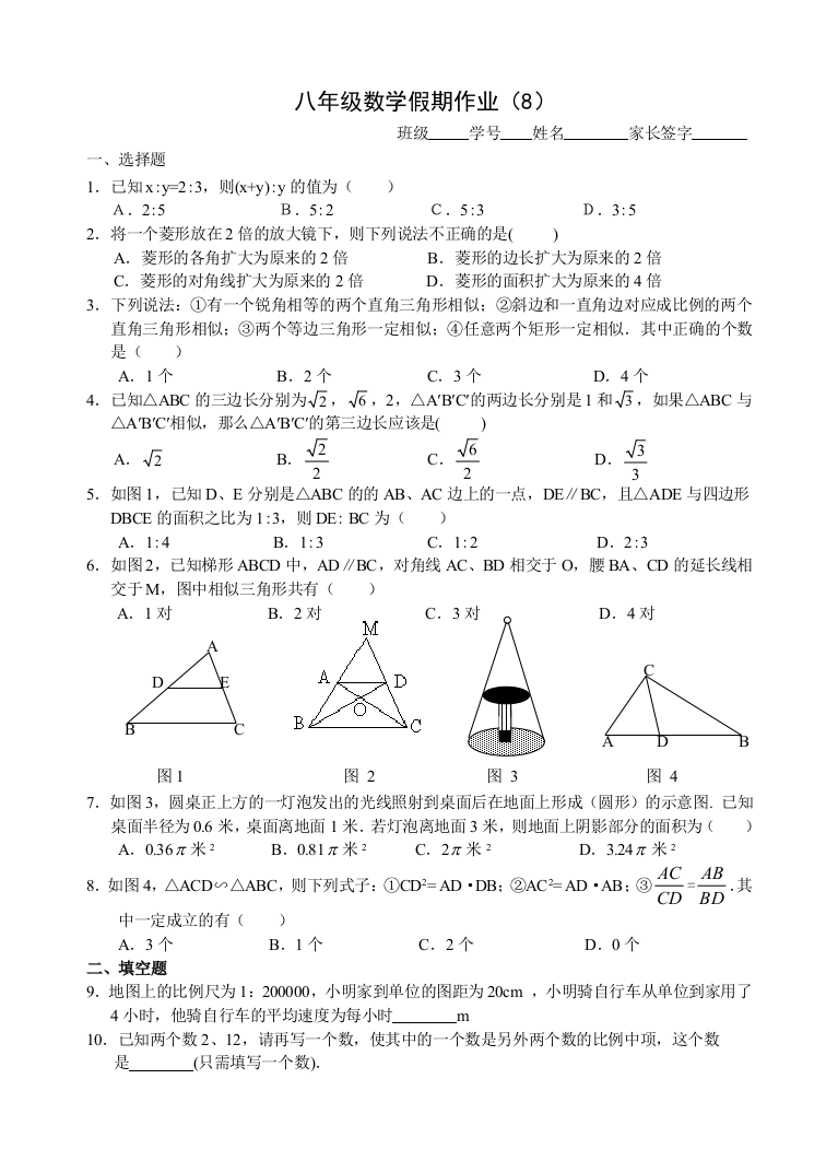 【小学中学教育精选】八年级数学假期作业8