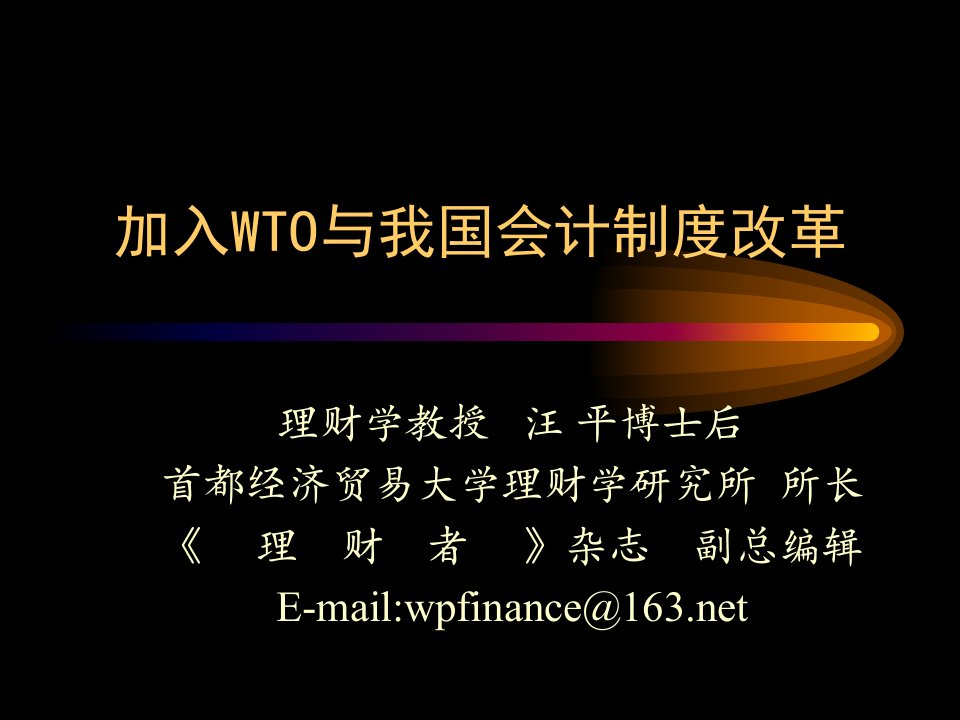 加入WTO与我国会计制度改革(PPT24)-财务会计