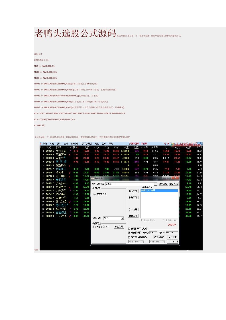 老鸭头选股公式源码