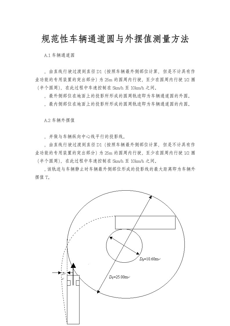 规范性车辆通道圆与外摆值测量方法